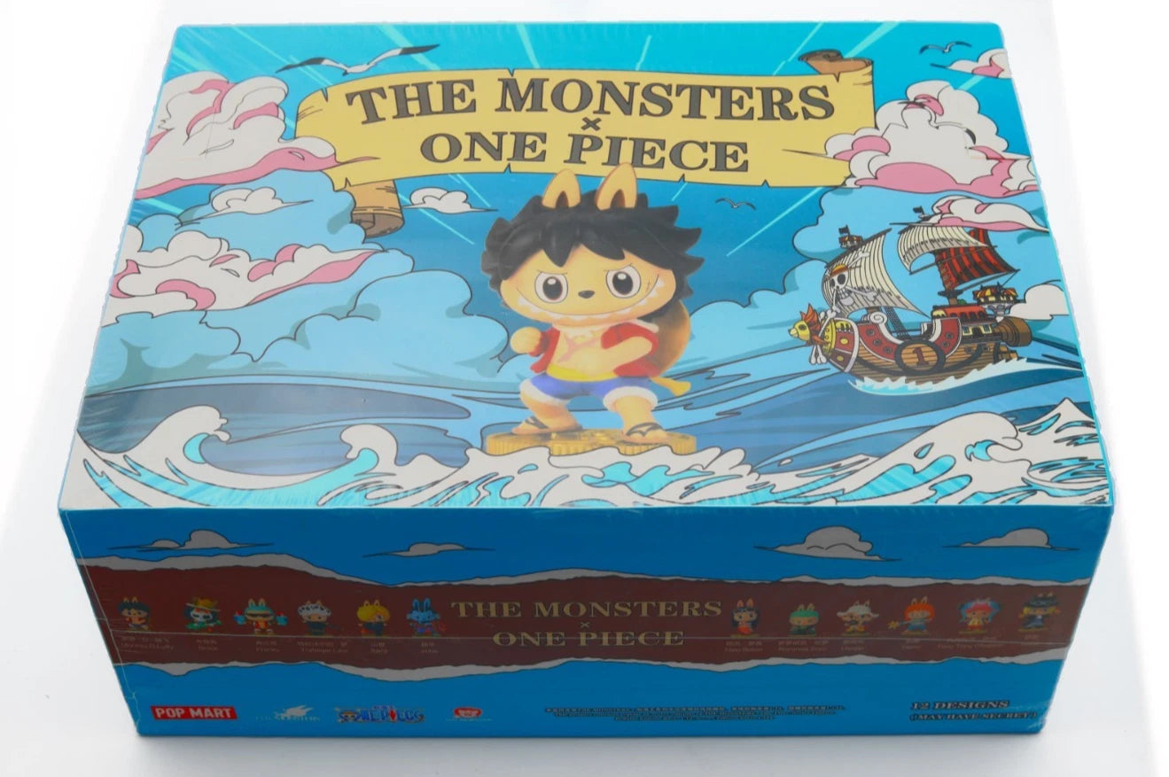 Cartoon-themed box with character and ship design on a blue background