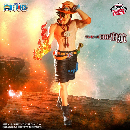 Character from 'One Piece' with flame effect on a colorful background